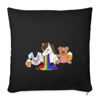 Rainbow Pferd Bär Hase Junggesellenabschied Bier - Sofakissenbezug 45 x 45 cm - Schwarz - Vorne