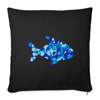 Un poisson fait des formes et des motifs - Housse de coussin décorative 45 x 45 cm - noir - Devant