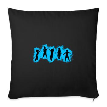 Enfants Party bleu clair et noir Contour - Housse de coussin décorative 45 x 45 cm - noir - Devant
