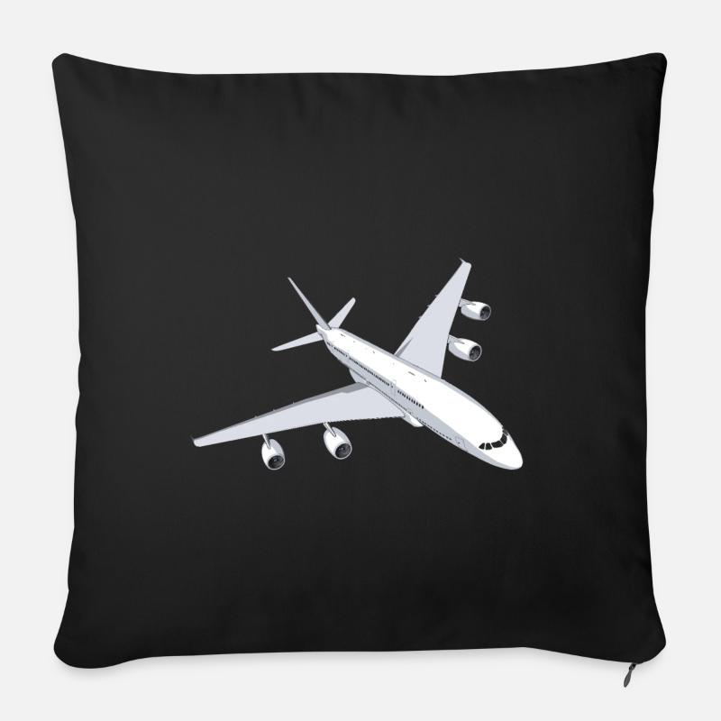 Flugzeug Passagierflugzeug Düsenflugzeug - Sofakissenbezug 45 x 45 cm - Schwarz