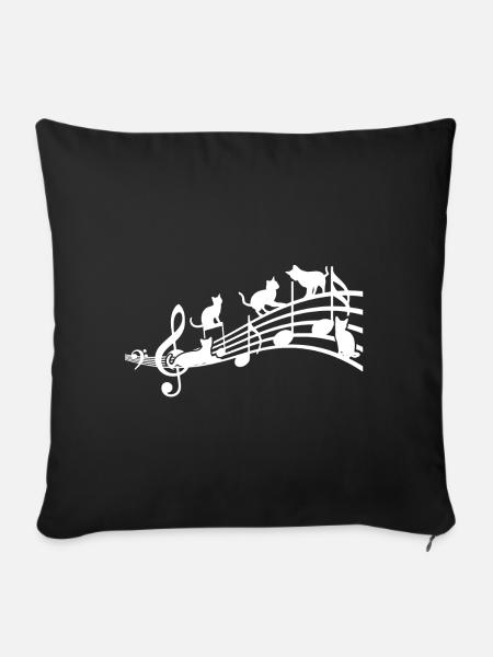 Katzen und Musik . Cats and Music - Sofakissenbezug 45 x 45 cm - Schwarz