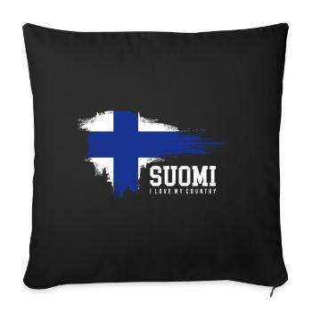 Éclaboussure du drapeau Suomi : Fierté finlandaise - Housse de coussin décorative 45 x 45 cm - noir - Devant