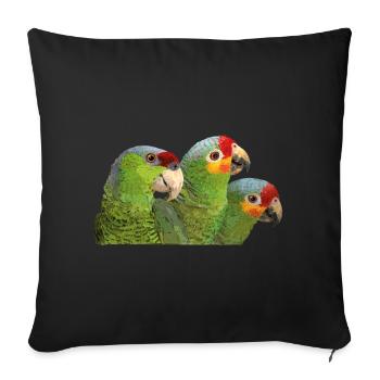 Red-fronted Amazon and lilac-crowned parrot - Sofa pillowcase 17,3'' x 17,3'' (45 x 45 cm) - black - Front
