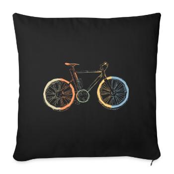 Bicycle bike bicycle wheel racing bike racing bike retro - Sofa pillowcase 17,3'' x 17,3'' (45 x 45 cm) - black - Front