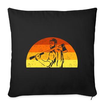 Retro lumberjack forest worker with axe - Sofa pillowcase 17,3'' x 17,3'' (45 x 45 cm) - black - Front