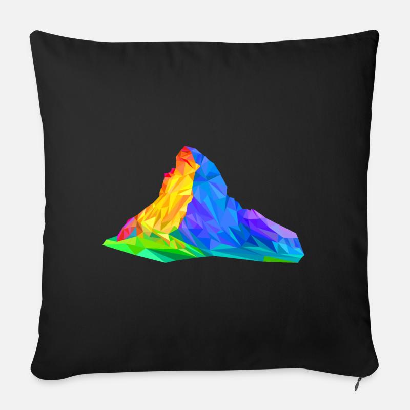 Matterhorn, Berg, bunte Dreiecke, Triangles, Alpen - Sofakissenbezug 45 x 45 cm - Schwarz