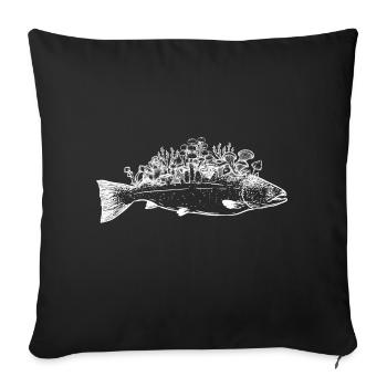 Salmon fish mushroom infestation Aquaculture breeds vegans - Sofa pillowcase 17,3'' x 17,3'' (45 x 45 cm) - black - Front