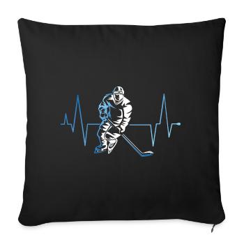 Battements de coeur Hockey hockey sports d’hiver - Housse de coussin décorative 45 x 45 cm - noir - Devant