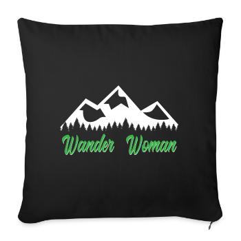 Randonner Woman sort montagne nature hobby randonnée - Housse de coussin décorative 45 x 45 cm - noir - Devant