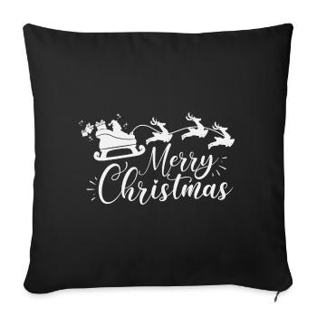 Joyeux Noël - Sleigh Santa Claus Noël - Housse de coussin décorative 45 x 45 cm - noir - Devant