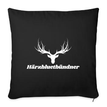 Härzbluetbündner, Stolzer Bündner aus Graubünden - Sofakissenbezug 45 x 45 cm - Schwarz - Vorne