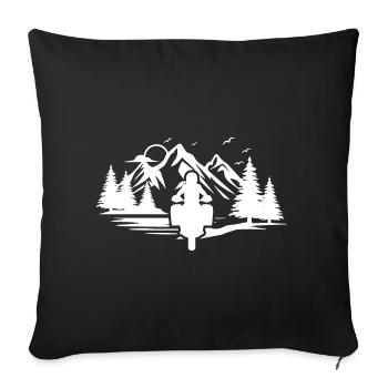 Motocycliste Voyage Moto Montagnes Mme Tourer - Housse de coussin décorative 45 x 45 cm - noir - Devant
