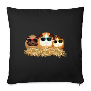 coole Meerschweinchen Gruppe mit Sonnenbrillen - Sofakissenbezug 45 x 45 cm - Schwarz - Vorne