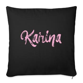 karina,nom,cursif,rose,police - Housse de coussin décorative 45 x 45 cm - noir - Devant