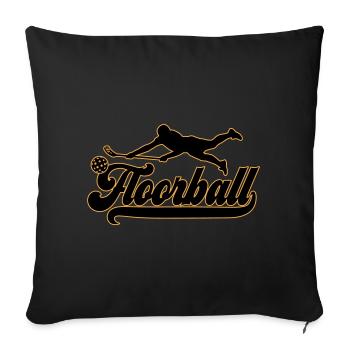 Les couleurs peuvent être modifiées | Joueur de Floorball Floorball - Housse de coussin décorative 45 x 45 cm - noir - Devant