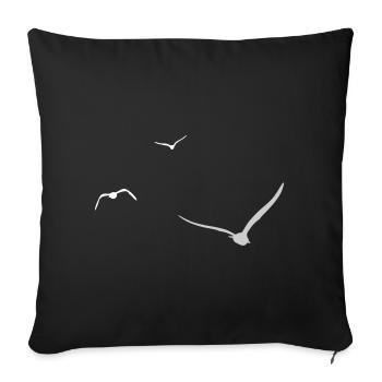 Trois mouettes | Mouette | Couleurs réglables - Housse de coussin décorative 45 x 45 cm - noir - Devant