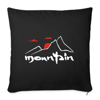 Montagne blanche et soleil rouge - Housse de coussin décorative 45 x 45 cm - noir - Devant