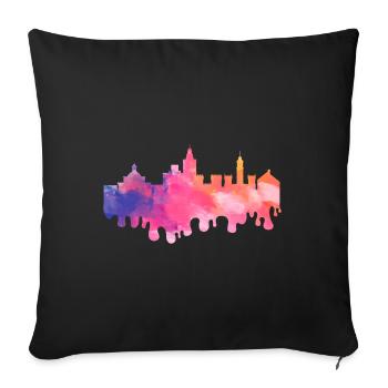Valence Espagne Ville Skyline Splash Vacances colorées - Housse de coussin décorative 45 x 45 cm - noir - Devant