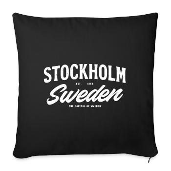 Stockholm lettering capital style - Sofa pillowcase 17,3'' x 17,3'' (45 x 45 cm) - black - Front
