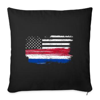 Grunge Flag Brushstroke Americana - Sofa pillowcase 17,3'' x 17,3'' (45 x 45 cm) - black - Front