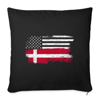 Grunge US Drapeau Danois Fusion - Housse de coussin décorative 45 x 45 cm - noir - Devant