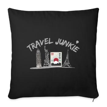 Travel Junkie - Travel Lovers - Sofakissenbezug 45 x 45 cm - Schwarz - Vorne