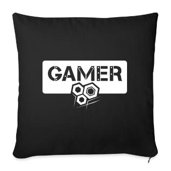 Icône Gamer Gears Logo icône Bouclier graphique - Housse de coussin décorative 45 x 45 cm - noir - Devant