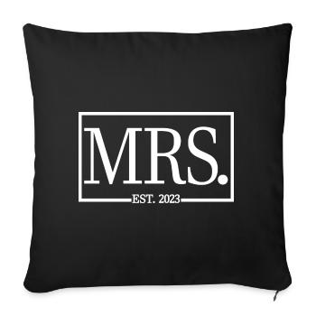 Mme Est. 2023 Fiançailles Mariage Douche nuptiale - Housse de coussin décorative 45 x 45 cm - noir - Devant