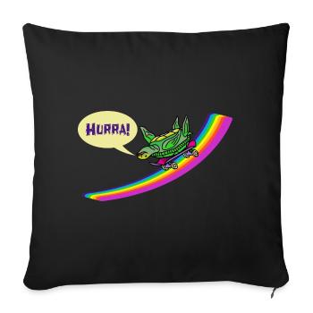 Kidcore Rainbow Turtle Skateboard Patinage - Housse de coussin décorative 45 x 45 cm - noir - Devant