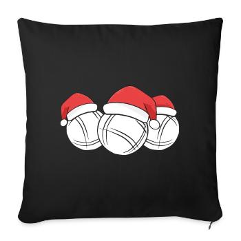 Boule Santa Tenue de pétanque pour Bouler pour boules - Housse de coussin décorative 45 x 45 cm - noir - Devant