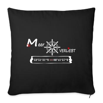 Cuxhaven - MeerVERLIEBT - (Koordinatenangabe) - Sofakissenbezug 45 x 45 cm - Schwarz - Vorne