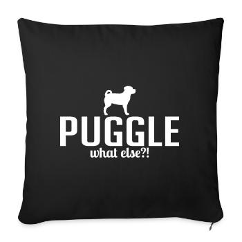 Puggle what else Hundespruch Hunde Wilsigns - Housse de coussin décorative 45 x 45 cm - noir - Devant