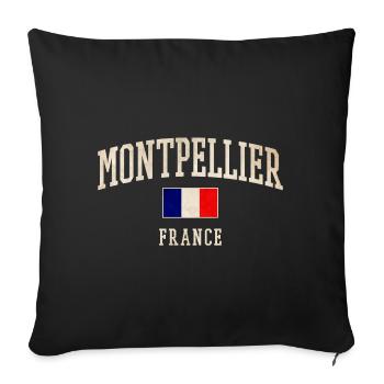 Montpellier France Vintage Design - Sofa pillowcase 17,3'' x 17,3'' (45 x 45 cm) - black - Front