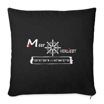 Norden - MeerVERLIEBT - (Koordinaten und Ortsname) - Sofakissenbezug 45 x 45 cm - Schwarz - Vorne