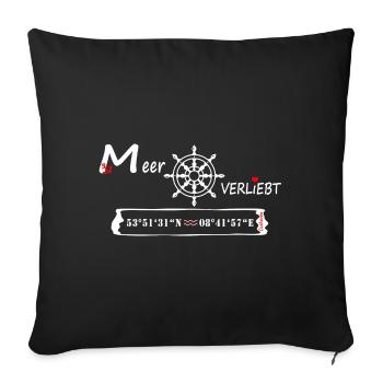 Cuxhaven - MeerVERLIEBT - (Koordinaten & Ortsname) - Sofakissenbezug 45 x 45 cm - Schwarz - Vorne