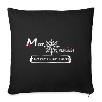 Sylt - MeerVERLIEBT - (Koordinaten und Ortsname) - Sofakissenbezug 45 x 45 cm - Schwarz - Vorne