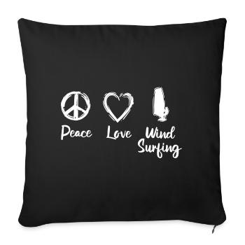 Peace Love Wind Surfing - Sofa pillowcase 17,3'' x 17,3'' (45 x 45 cm) - black - Front