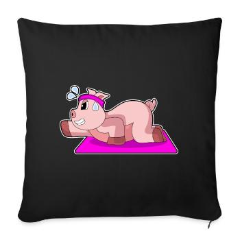 Gymnastique de fitness Yoga des cochons - Housse de coussin décorative 45 x 45 cm - noir - Devant