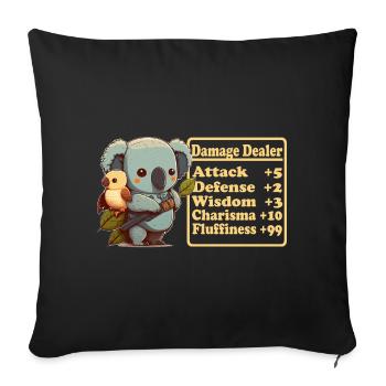 Un koala mignon infligeant des dégâts montre ses skis - Housse de coussin décorative 45 x 45 cm - noir - Devant