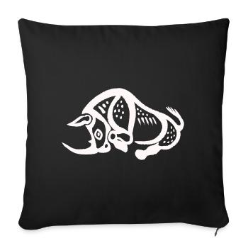 Rhinocéros préhistorique - Blanc - Housse de coussin décorative 45 x 45 cm - noir - Devant