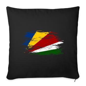 Drapeau des Seychelles utilisé - Housse de coussin décorative 45 x 45 cm - noir - Devant