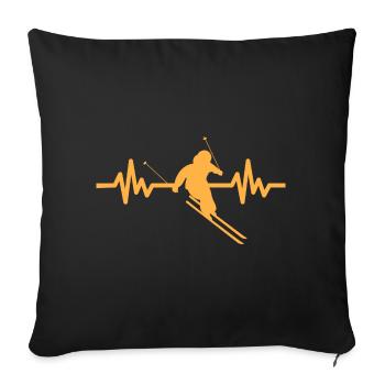 Heartbeat Ski Ski freestyle - Housse de coussin décorative 45 x 45 cm - noir - Devant