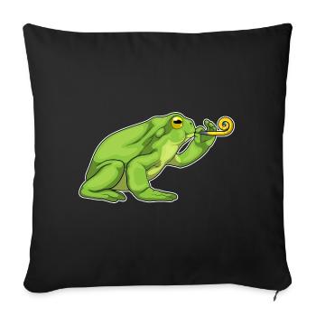 Crapaud d’anniversaire grenouille - Housse de coussin décorative 45 x 45 cm - noir - Devant