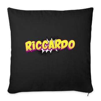 Riccardo Nom personnalisé Style bande dessinée Pop Art, - Housse de coussin décorative 45 x 45 cm - noir - Devant