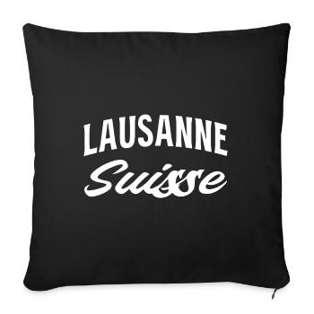Lausanne Suisse Script - Sofakissenbezug 45 x 45 cm - Schwarz - Vorne