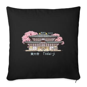 Nara Todai-ji, Patrimoine de l’Humanité, Temple au Japon Dessin - Housse de coussin décorative 45 x 45 cm - noir - Devant