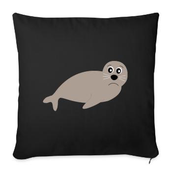 Sceaux, phoques, phoques, phoques animaux - Housse de coussin décorative 45 x 45 cm - noir - Devant