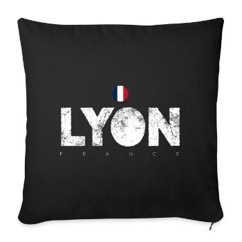 Lyon Bold Text with French Flag - Sofa pillowcase 17,3'' x 17,3'' (45 x 45 cm) - black - Front