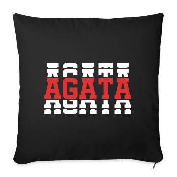 T-shirt Agate T-shirt idée cadeau texte empilé - Housse de coussin décorative 45 x 45 cm - noir - Devant