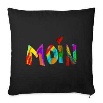 Moin Regenbogen Pinselbuchstaben - Sofakissenbezug 45 x 45 cm - Schwarz - Vorne